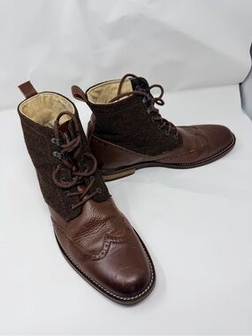 Original Penguin Men's Brown Two-Tone Wingtip Lace-Up Boots